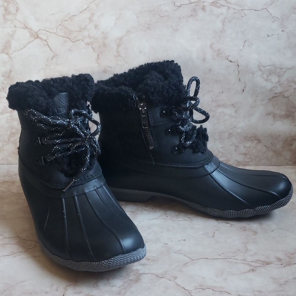 Sperrys Black Winter Rain Women's Boots Size 10